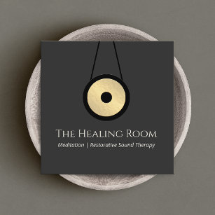 Sound Bath Therapy Gong Square Business Card