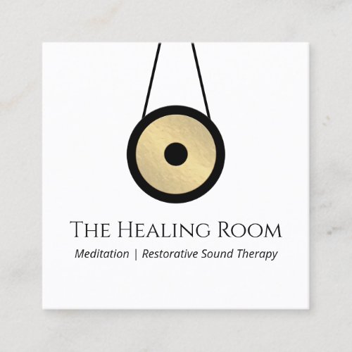 Sound Bath Therapy Gong Square Business Card