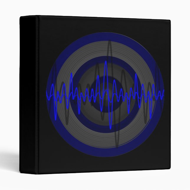 Sound Blue Dark Round ring binder black (Front/Spine)