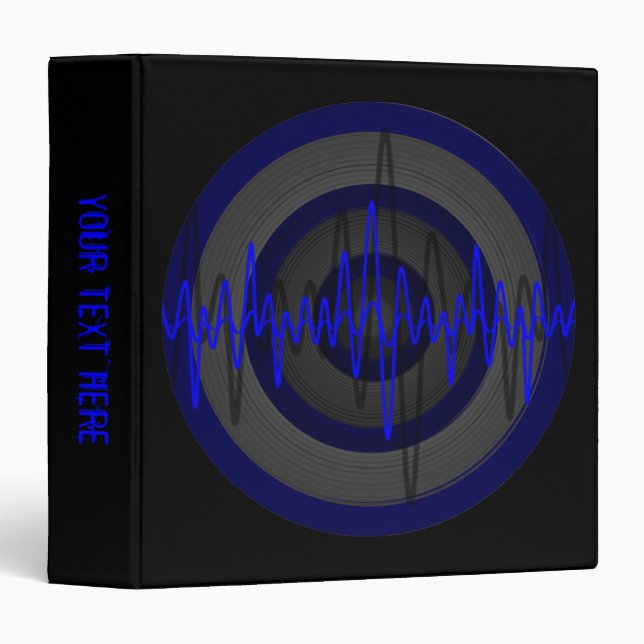 Sound Blue Dark Round 'Your Text' binder black (Front/Spine)