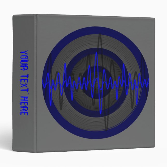 Sound Blue Dark Round 'Your Text' binder grey (Front/Spine)