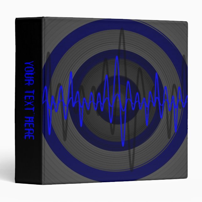 Sound Blue Dark 'Your Text' binder black (Front/Spine)