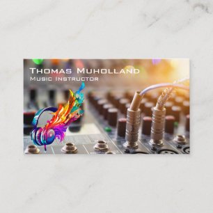 Sound Board Producer Colorful Headphones Business Card