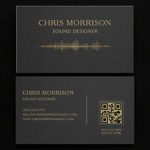 Sound Designer Black Gold QR Code Business Card