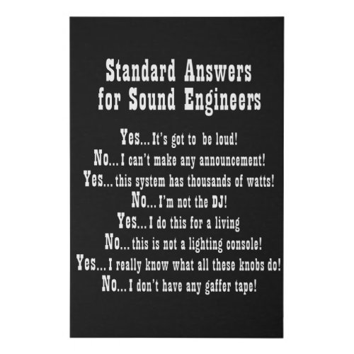 SOUND ENGINEER ANSWERS Sound Guy Audio Engineering Faux Canvas Print