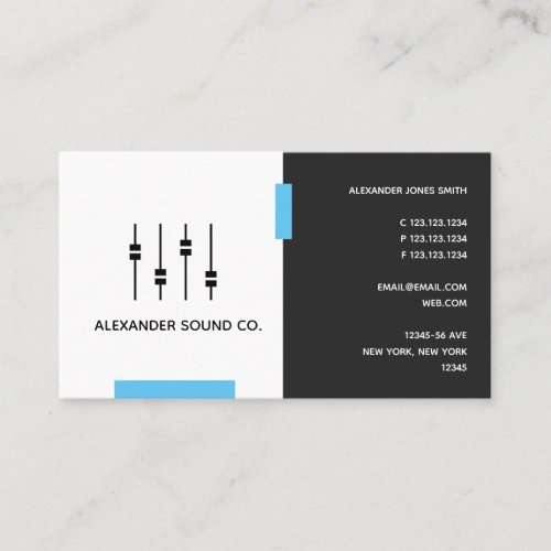 Sound Engineer Blue 2019  2020 Business Card