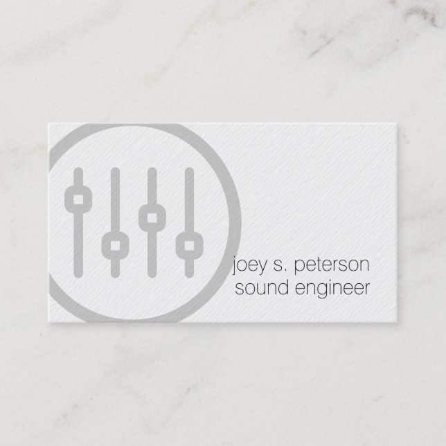 Sound Engineer Bold Volume Sliders Icon Music Business Card (Front)
