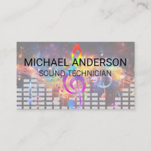Sound Engineer Colorful Music Background Business Card