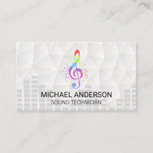 Sound Engineer Colorful Music Note Logo Business Card