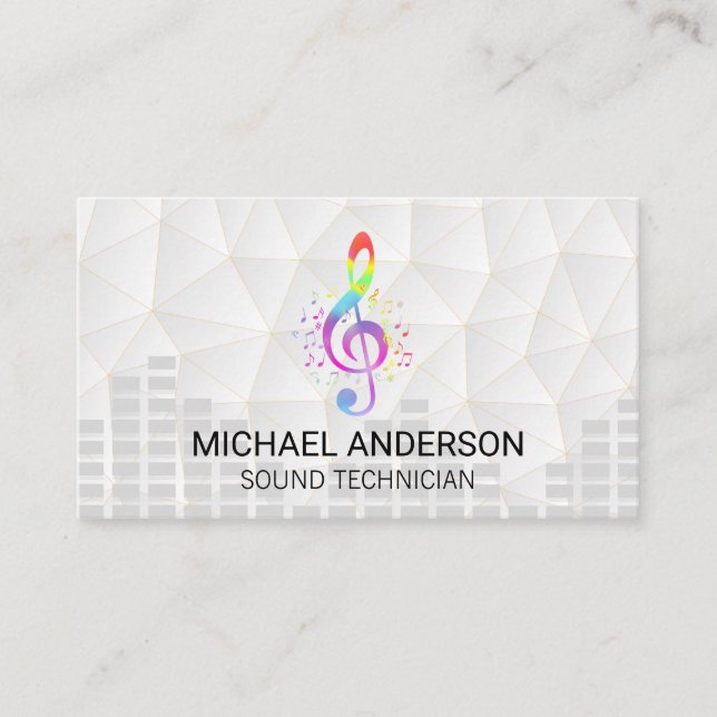 Sound Engineer | Colorful Music Note Logo Business Card (Front)