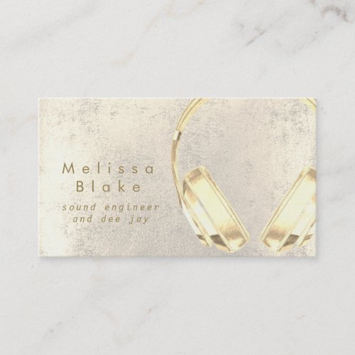 sound engineer dee jay faux gold headphones business card