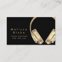 sound engineer dee jay faux gold on black business card