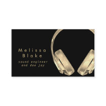 sound engineer dee jay faux gold on black business card