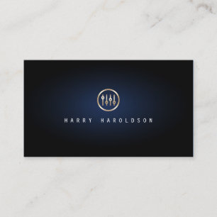 Sound Engineer Gold Volume Sliders Icon Blue Glow Business Card