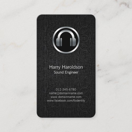 Sound Engineer Headphones BlackGrunge BusinessCard Business Card