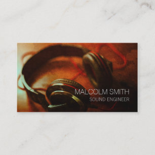 Sound Engineer Headphones Closeup Business Card