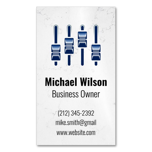 Sound Engineer | Mixer | Marble Background Business Card Magnet (Front Vertical)