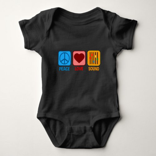 Sound Engineer Music Production Peace Love Gift Baby Bodysuit