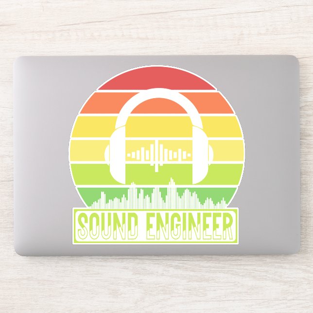 Sound engineer retro sunset headphones levels  sticker (Computer)