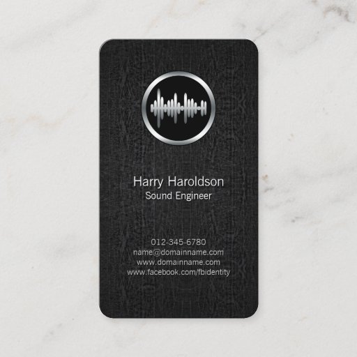 Customizable Sound Engineer Sound Wave BlackGrunge BusinessCard Business Card Template