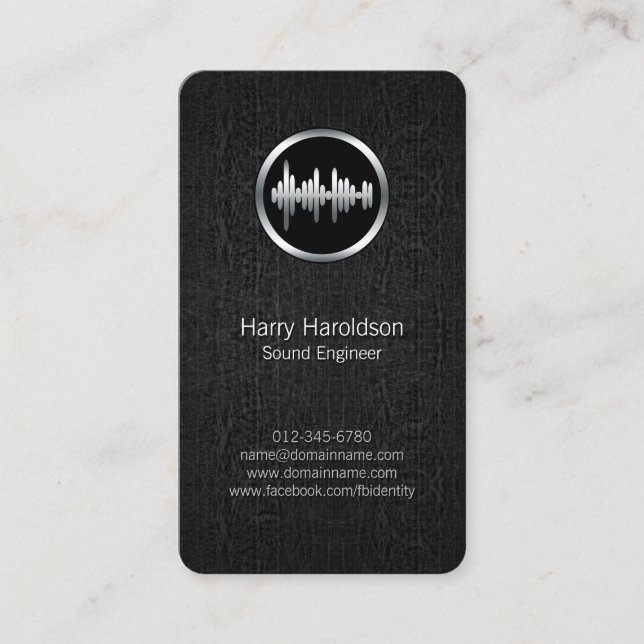 Sound Engineer Sound Wave BlackGrunge BusinessCard Business Card (Front)