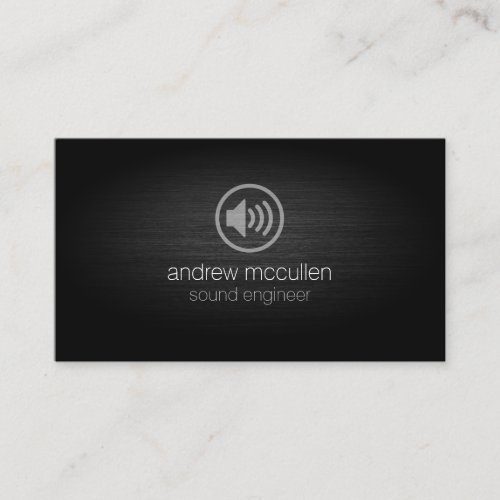 Sound Engineer Speaker Icon Brushed Metal Business Card