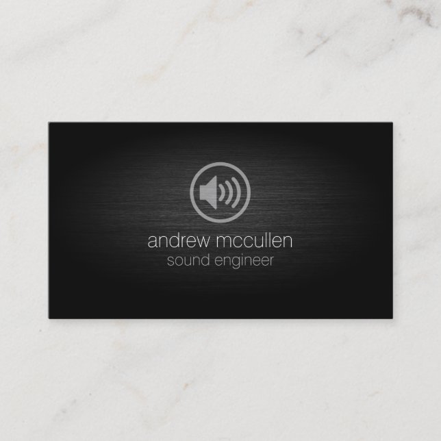 Sound Engineer Speaker Icon Brushed Metal Business Card (Front)