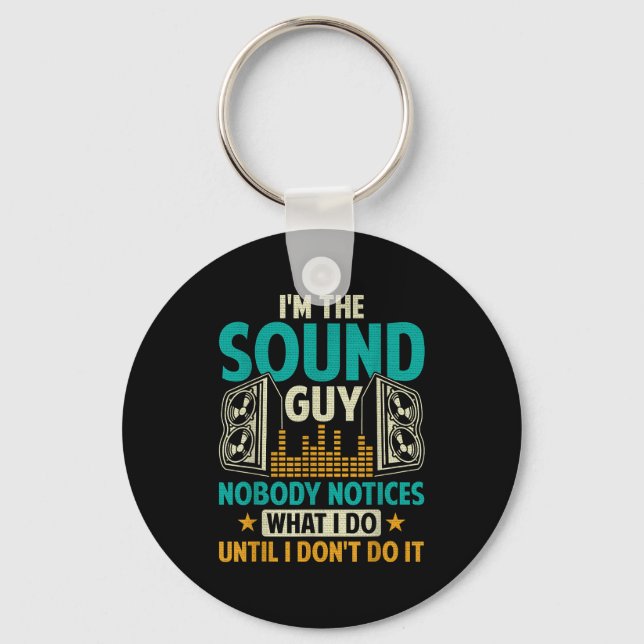 Sound Engineer Tech Husband Dad Funny Dj Disc Jock Keychain (Front)