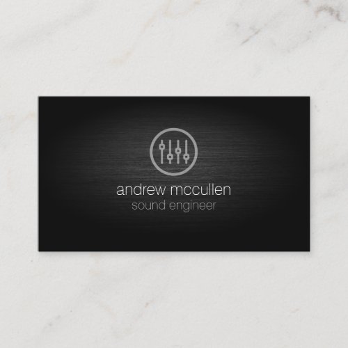Sound Engineer Volume Sliders Icon Brushed Metal Business Card