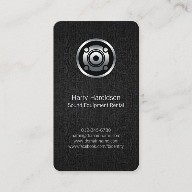 Sound Equipment Rental Speaker Grunge BusinessCard Business Card (Front)
