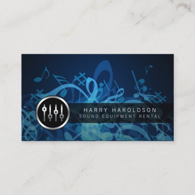 Sound Equipment Rental Volume Slider Business Card (Front)