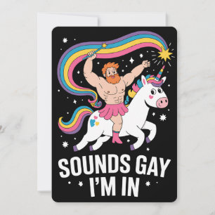 Sound Gay I'm In Man Wearing Skirt Unicorn LGBTQ Invitation