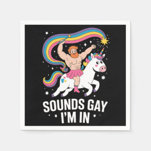 Sound Gay I'm In Man Wearing Skirt Unicorn LGBTQ Napkins