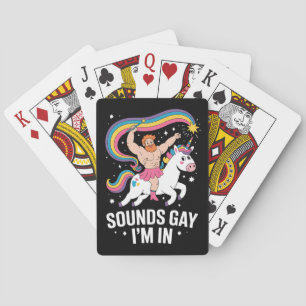 Sound Gay I'm In Man Wearing Skirt Unicorn LGBTQ Poker Cards