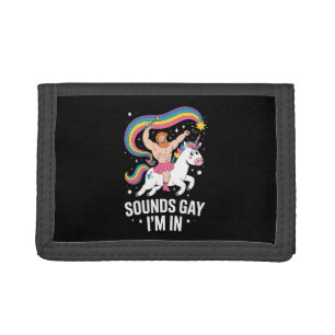 Sound Gay I'm In Man Wearing Skirt Unicorn LGBTQ Tri-fold Wallet
