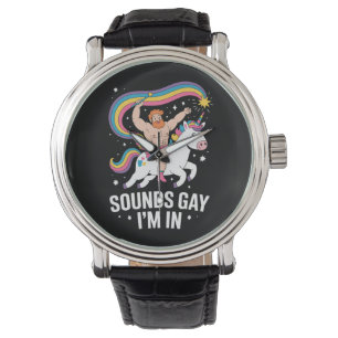 Sound Gay I'm In Man Wearing Skirt Unicorn LGBTQ Watch