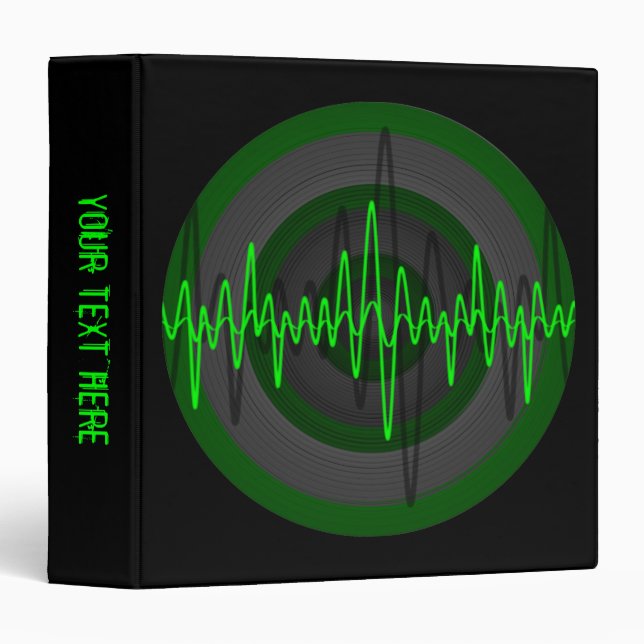 Sound Green Dark Round 'Your Text' binder black (Front/Spine)