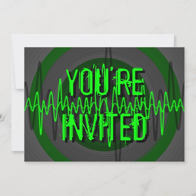 Sound Green Dark 'You're Invited' invitation (Front)