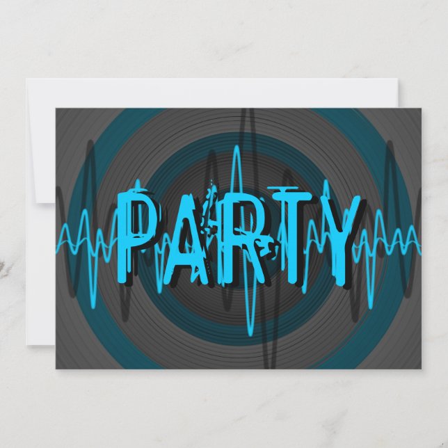 Sound Light Blue Dark 'PARTY' invitation (Front)
