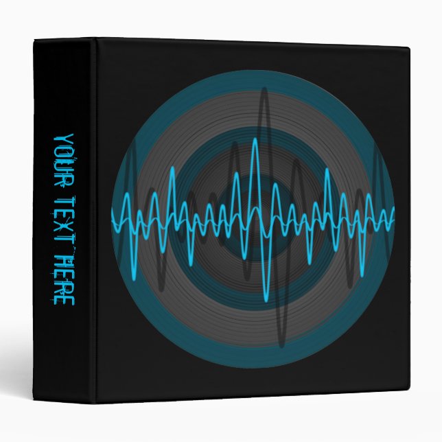 Sound Light Blue Dark Round 'Your Text' black Binder (Front/Spine)