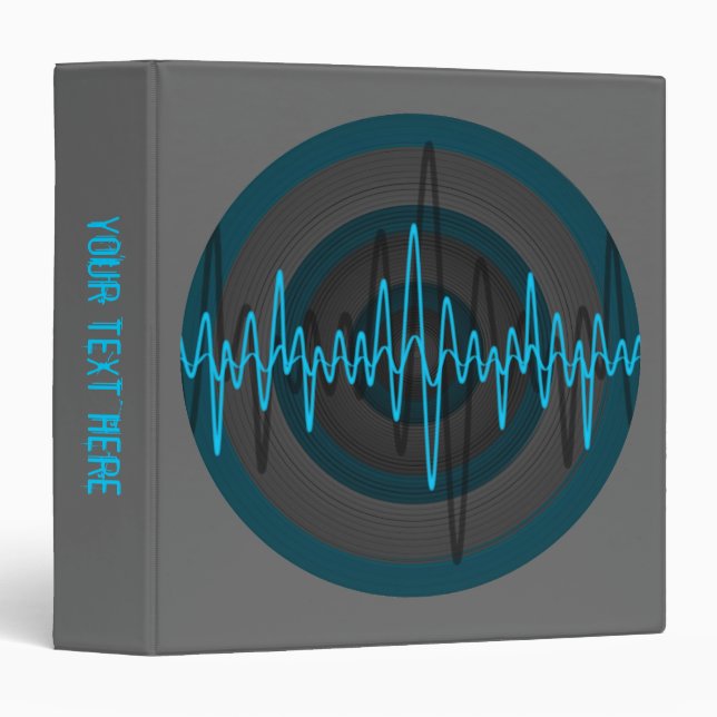 Sound Light Blue Dark Round 'Your Text' grey Binder (Front/Spine)