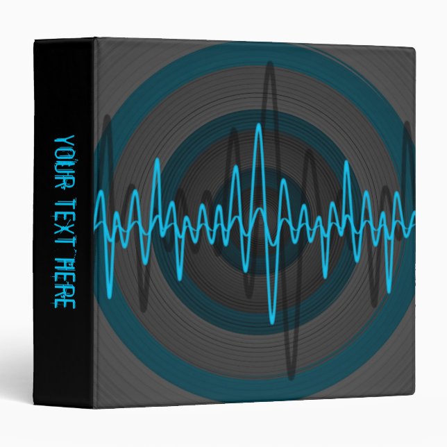 Sound Light Blue Dark 'Your Text' binder black (Front/Spine)