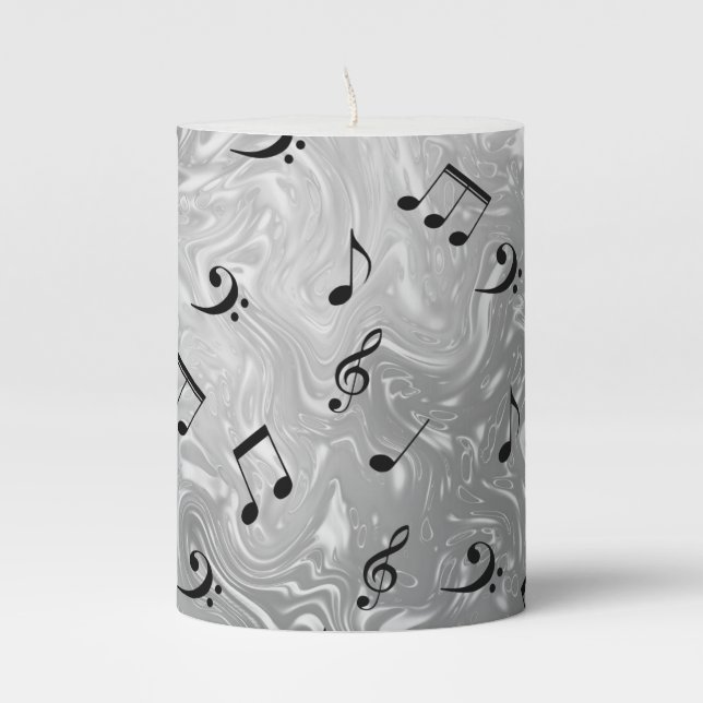 sound, metal, music, musical, sign, note, shape, pillar candle (Front)