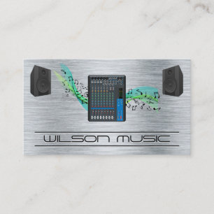 Sound Mixer and Speakers Musical Notes Business Card
