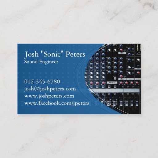 Customizable Sound Mixing Console Blue Business Card