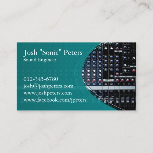 Sound Mixing Console Green Business Card