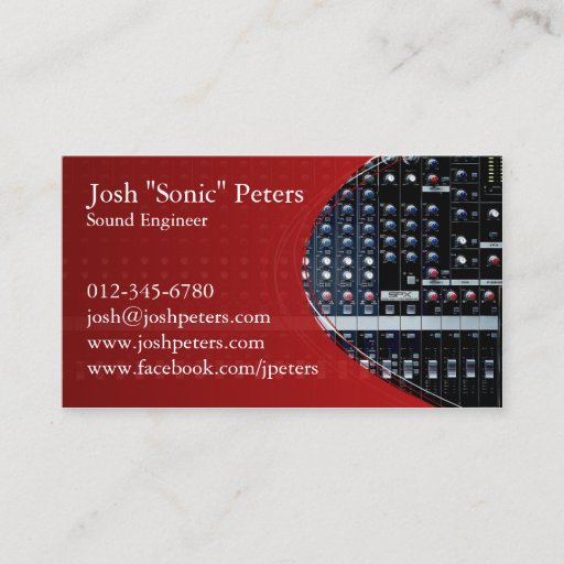 Customizable Sound Mixing Console Red Business Card