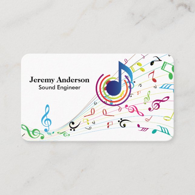 Sound | Music Engineer | Notes Business Card (Front)