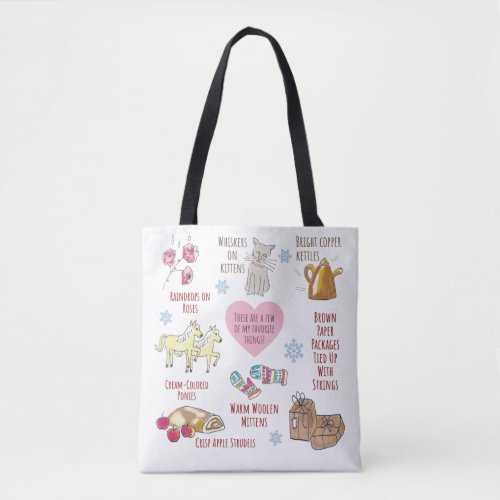 Sound of Music My Favorite Things Hand_Illustrated Tote Bag