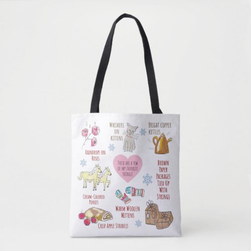 Sound of Music My Favorite Things Hand_Illustrated Tote Bag